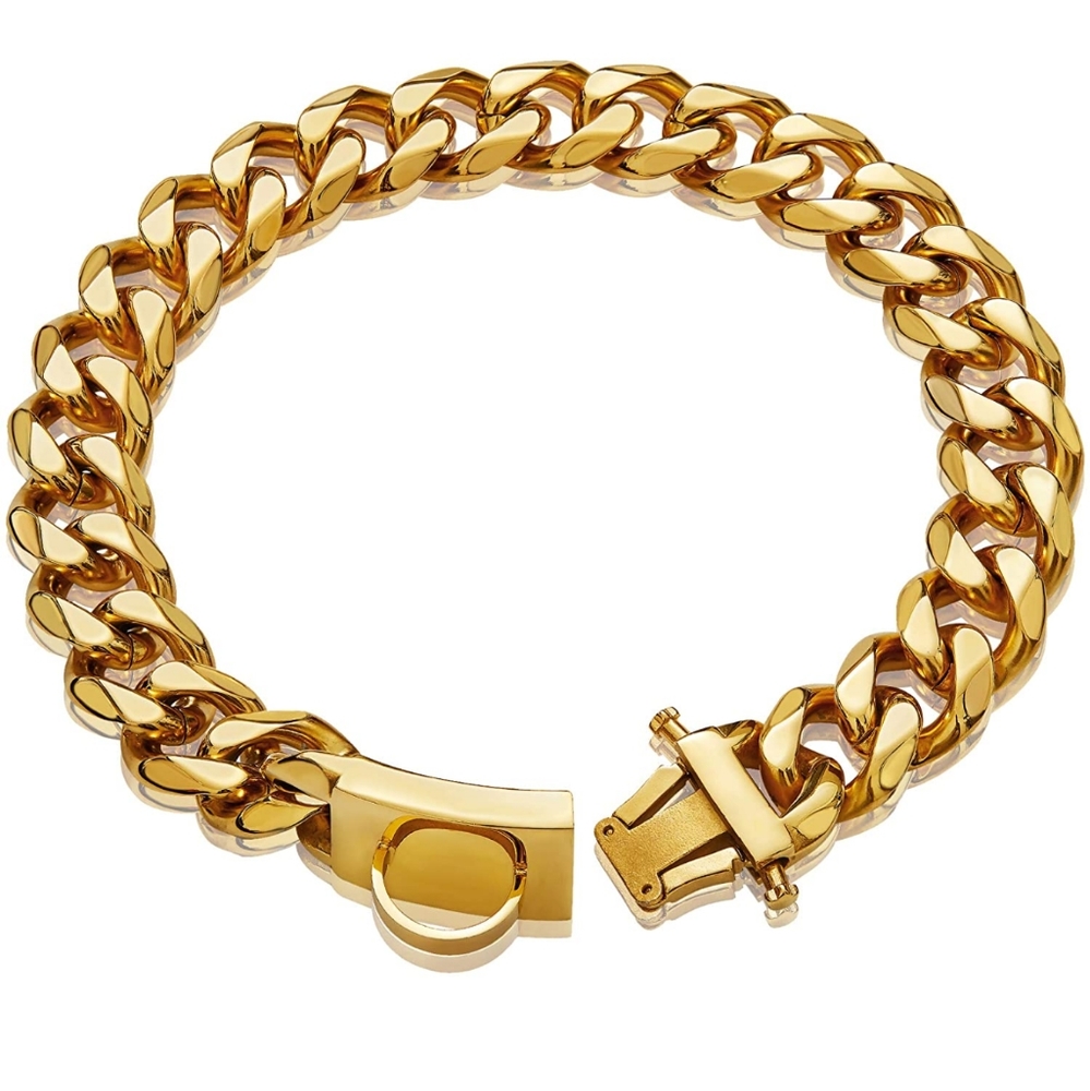 Dog Gold Chain Collar Walking Metal Chain Collar 18k 10 Inches***